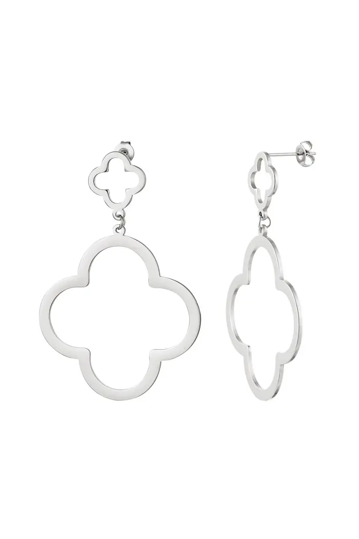 Earring 2 clovers silver