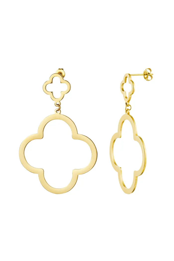 Earring 2 clovers gold