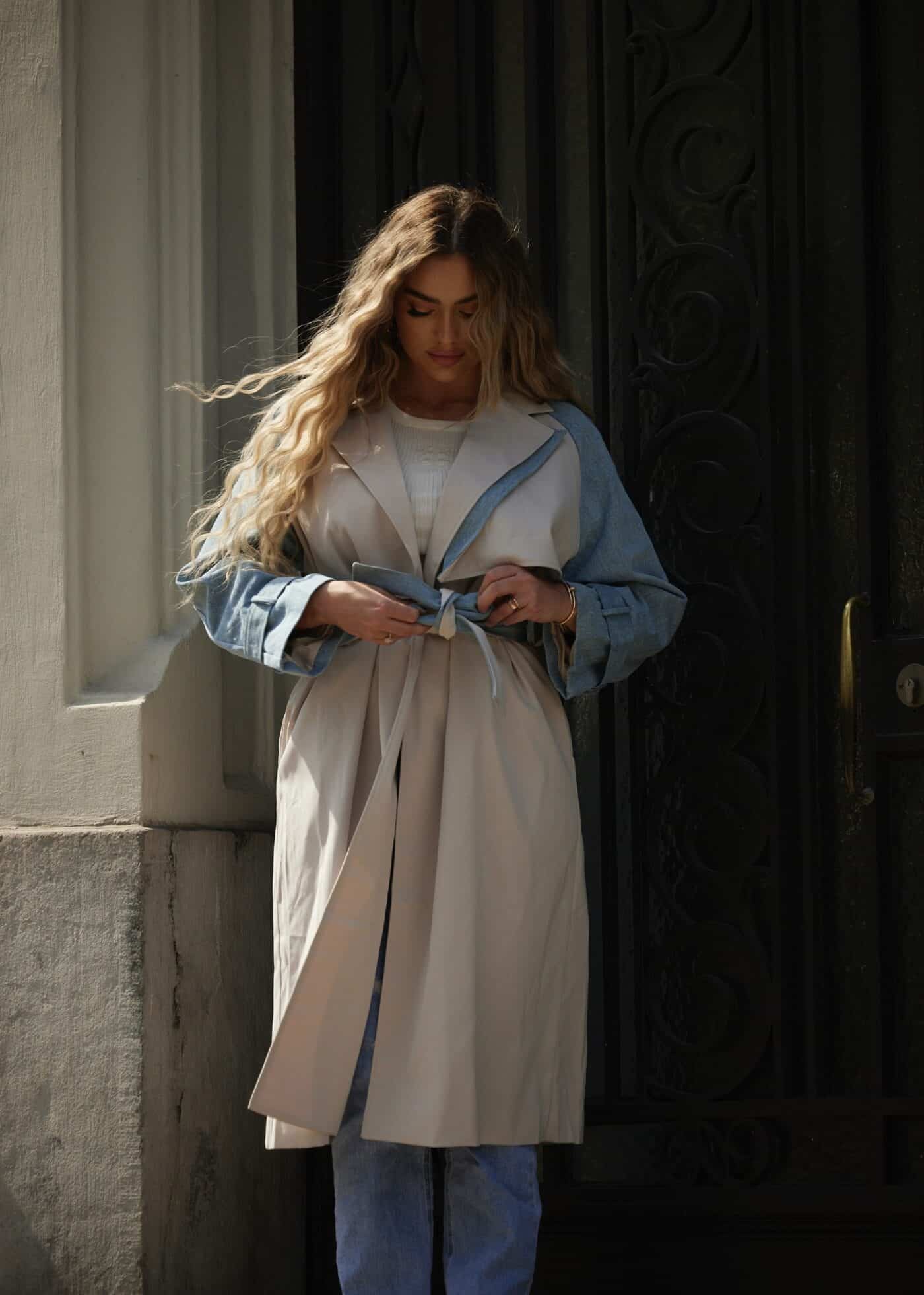 Mantel beige/denim