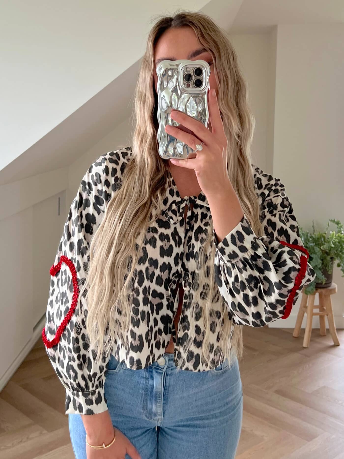 Panther blouse red heart
