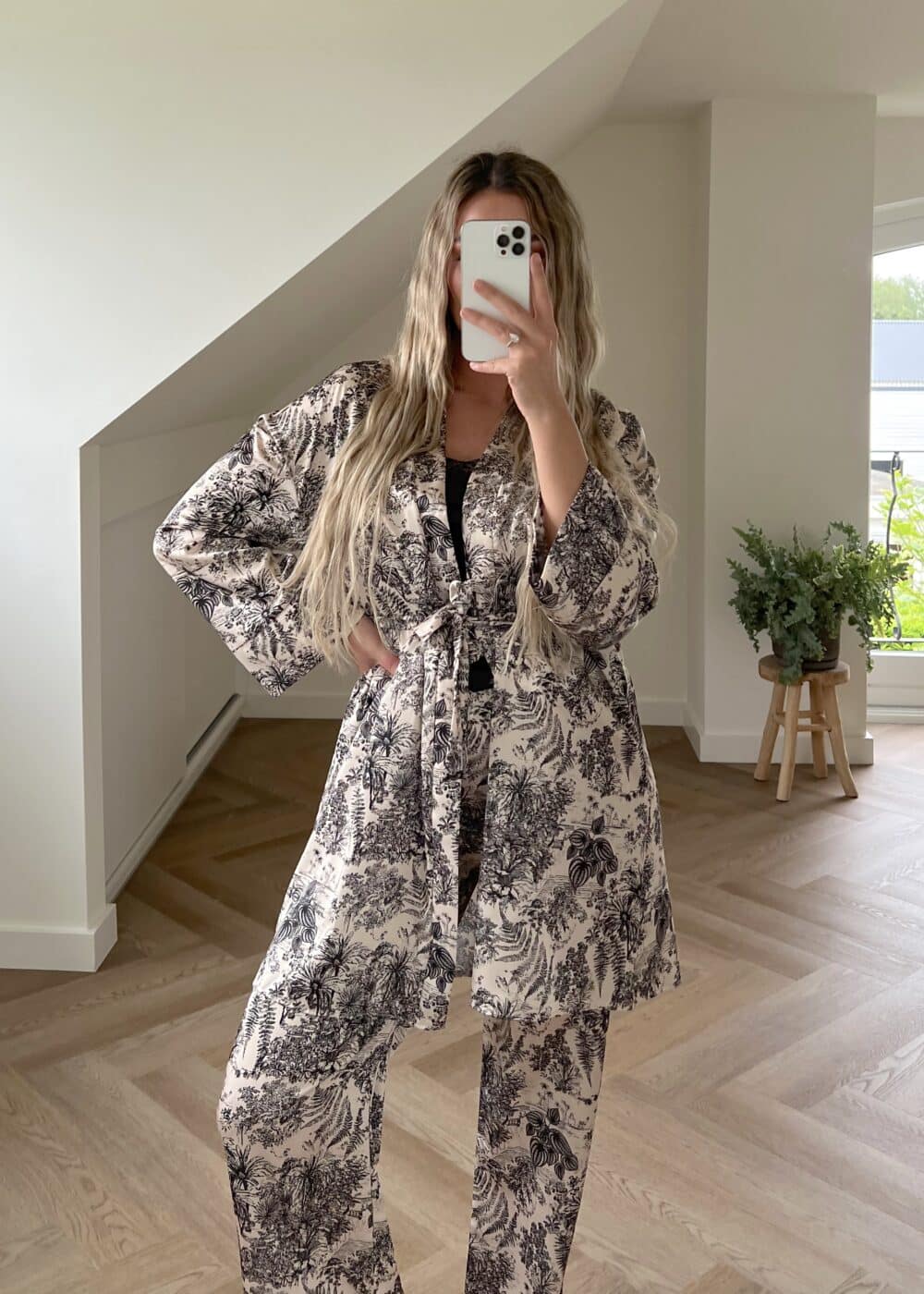 Kimono 2 piece set black/beige