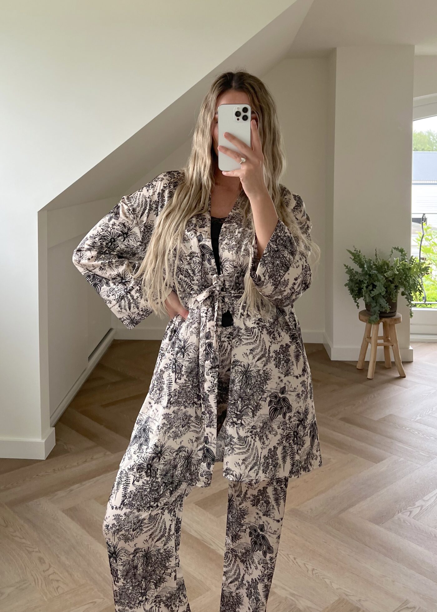 Kimono 2 piece set black/beige