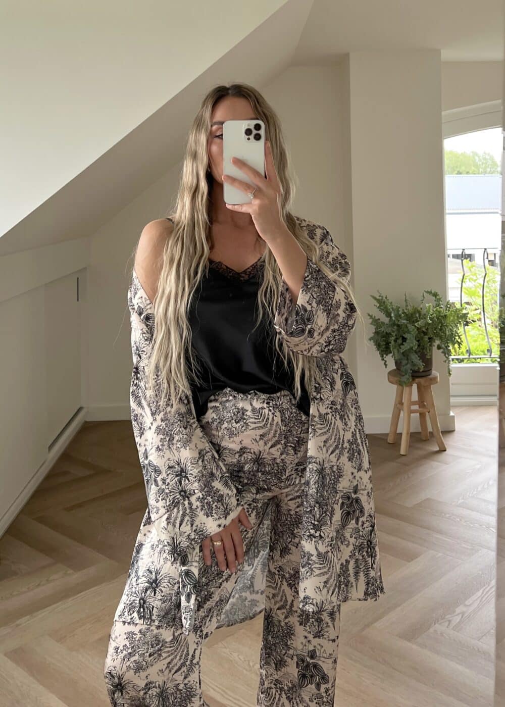 Kimono 2 piece set black/beige - Image 2