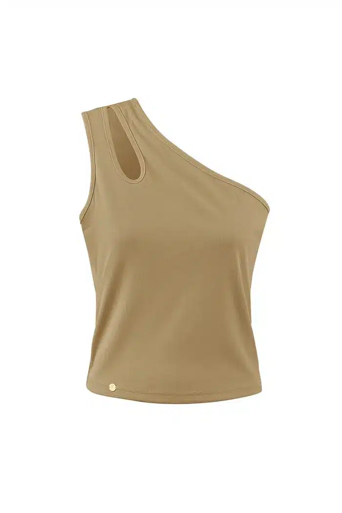 Basic one shoulder top beige - Afbeelding 2