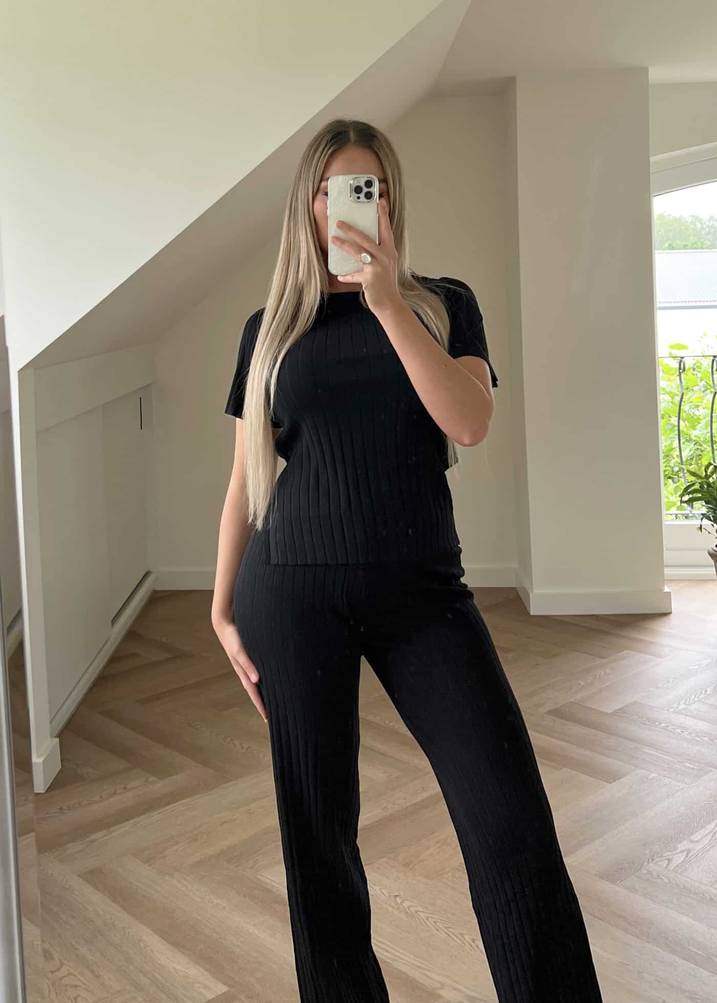 Summer knitted 2 piece set black